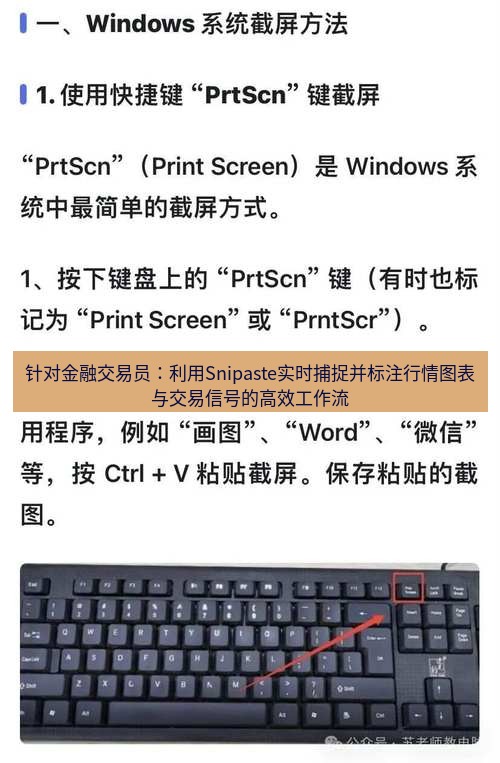截图软件 针对金融交易员：利用Snipaste实时捕捉并标注行情图表与交易信号的高效工作流
