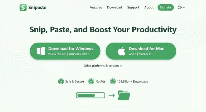Snipaste官网界面与下载流程